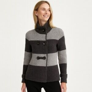 Banana Republic Wool Blend Double Breasted Heavy Thick Knit Sweater